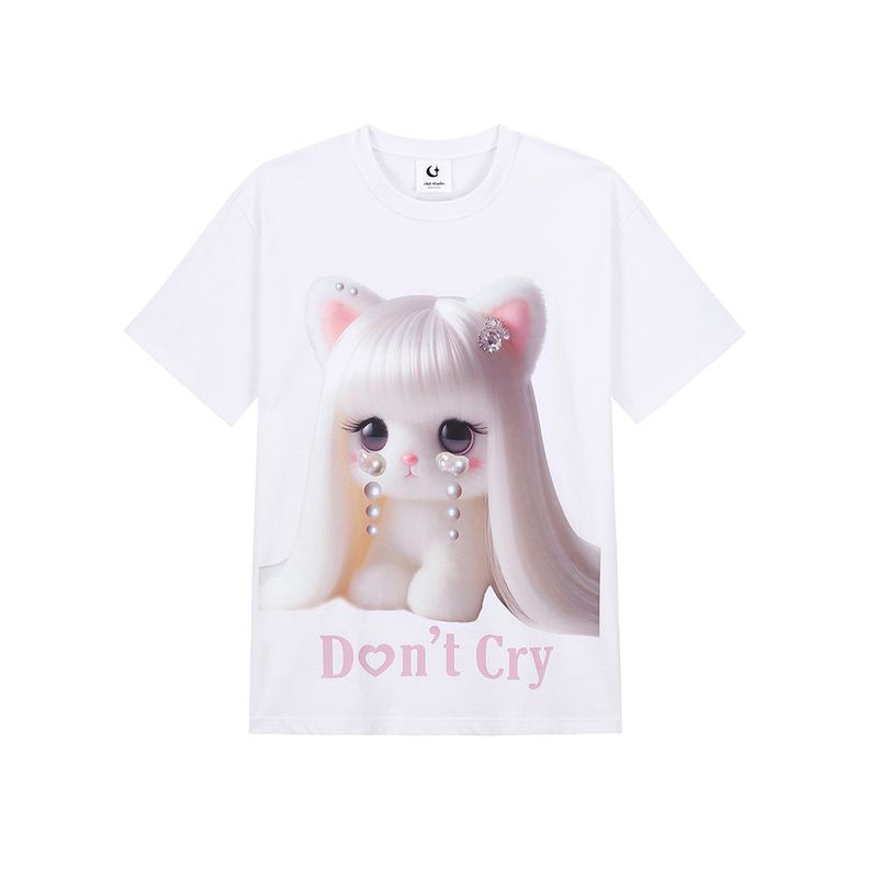 Don't Cry Half T-shirt - WHITE