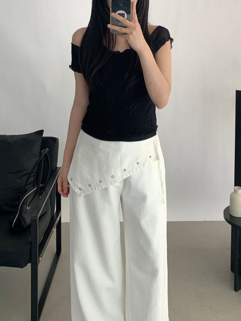 Nelson Studded Wide Straight Pants