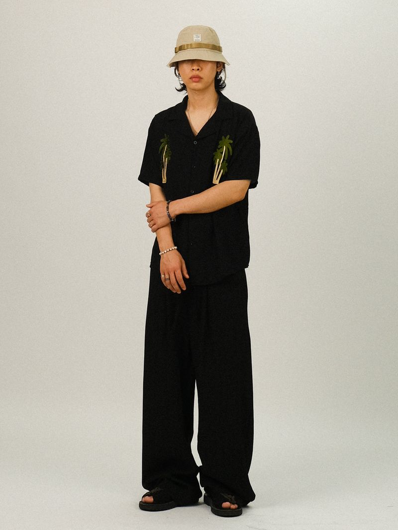 EO Stripe Wide Linen Pants