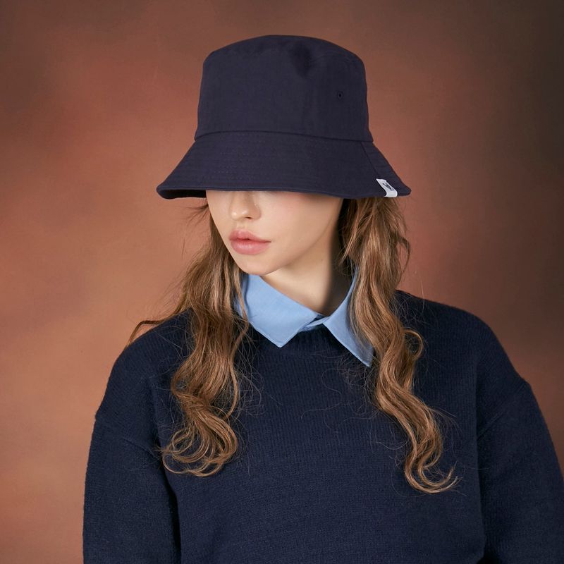 Herringbone label bucket hat NAVY