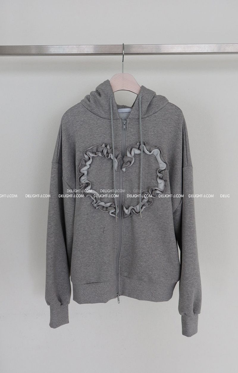 Heart frill oversized fit hooded jacket