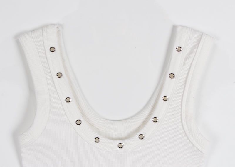 EYELET RIB SLEEVELESS