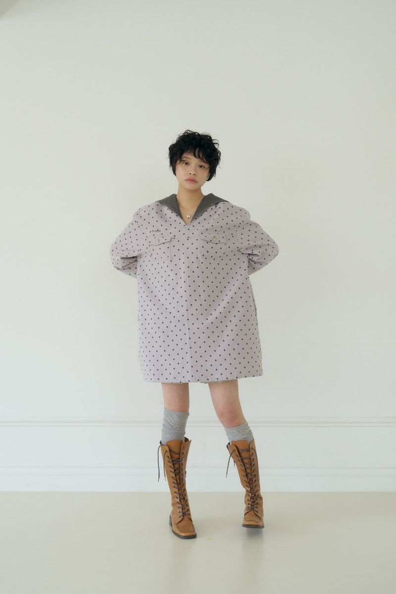POLKA STAR PATCH SAILOR DRESS (PURPLE)