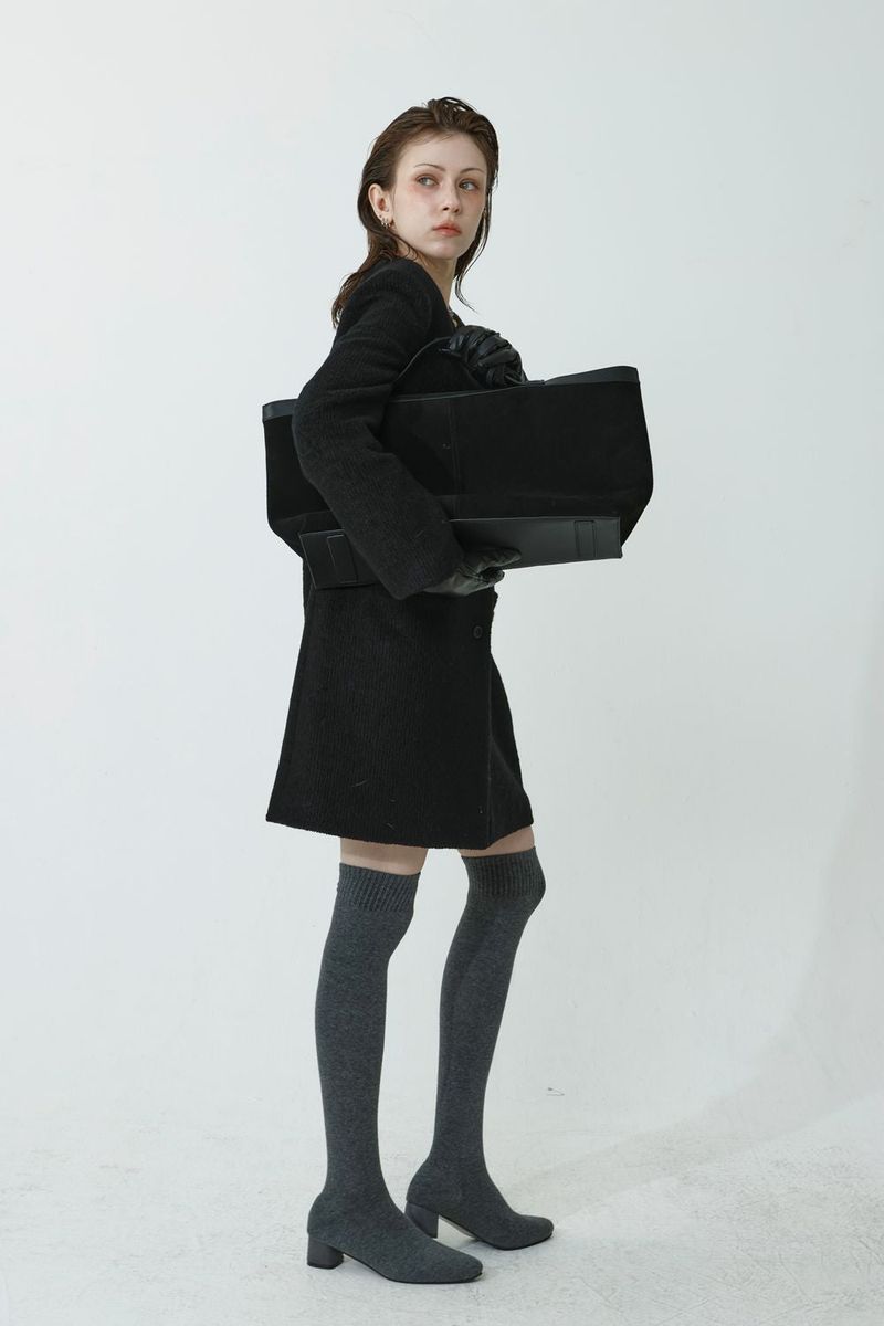 WOOL-LIKE LONG COAT_BLACK