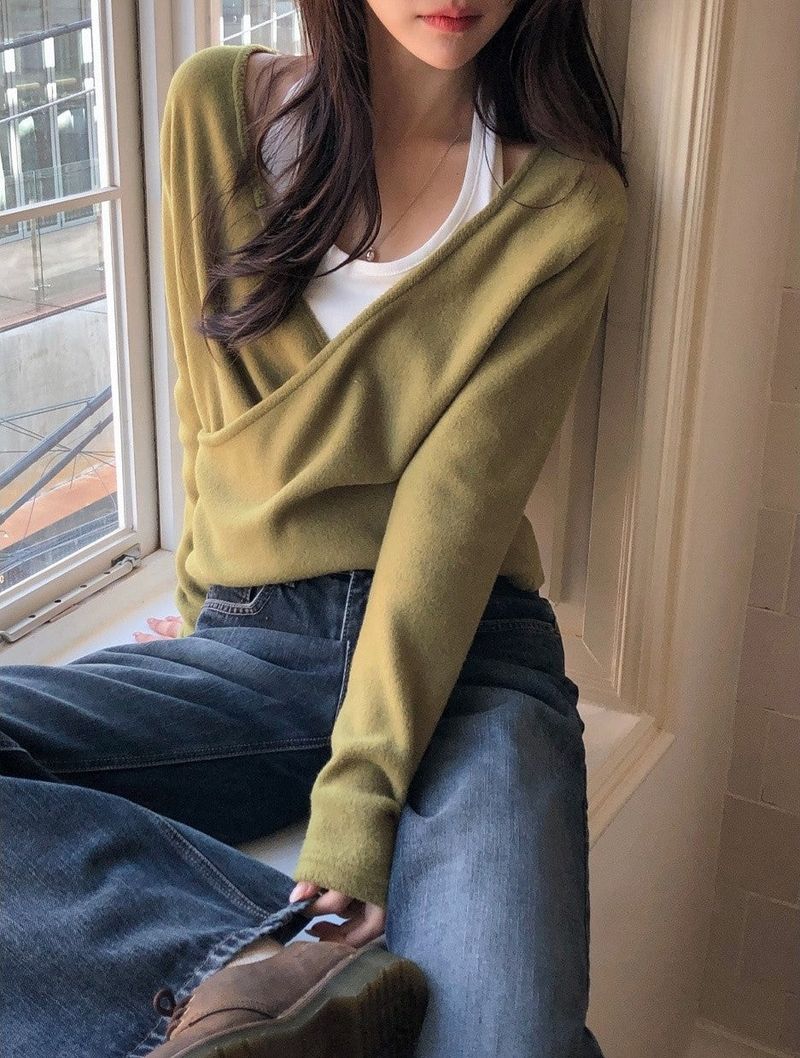LP Cozy V-neck Wrap Knit (3color)
