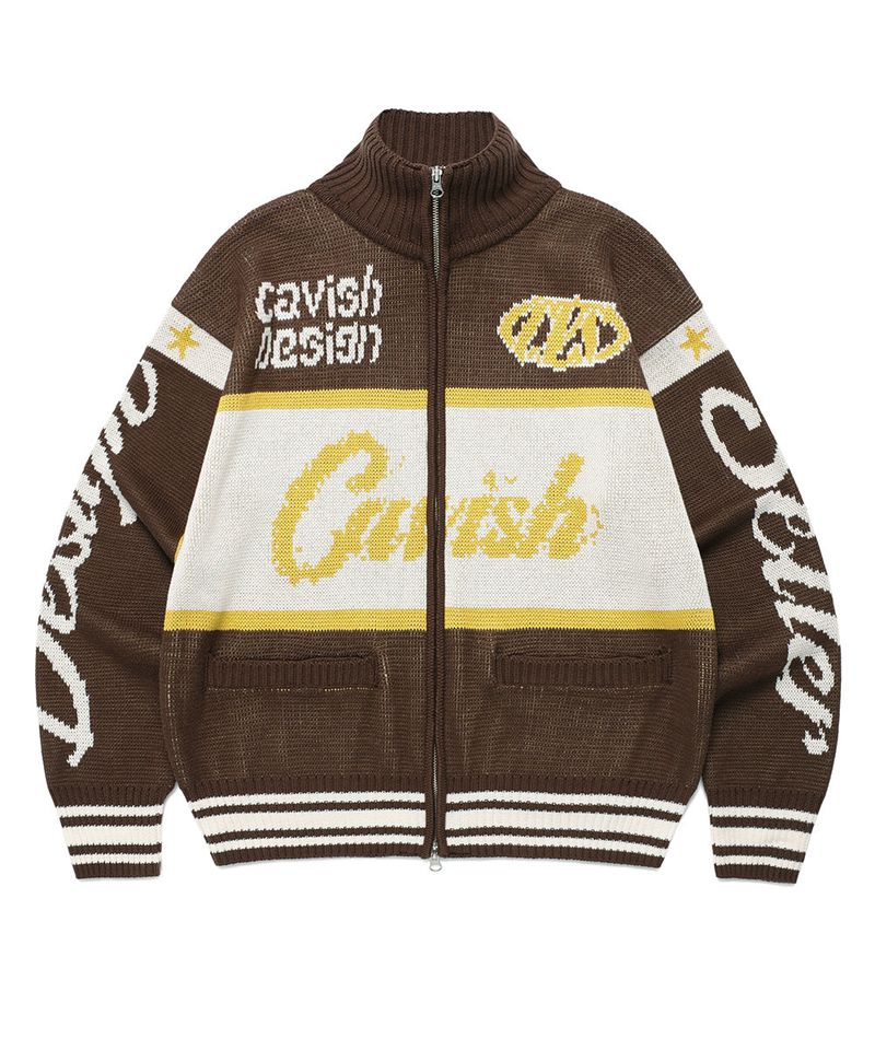 cavish（カビシ）の「RACING TEAM KNIT ZIP UP BROWN(CV2EFUK682A)（Tops）」