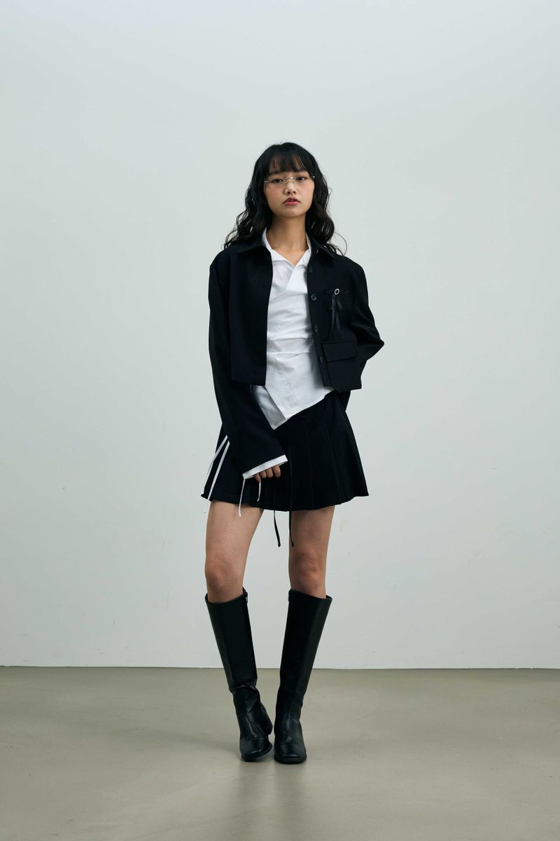 MILD PLEATS SKIRT PANTS / BLACK