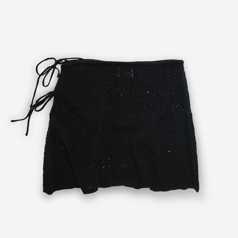 Tiki Knitted Wrap Skirt Black