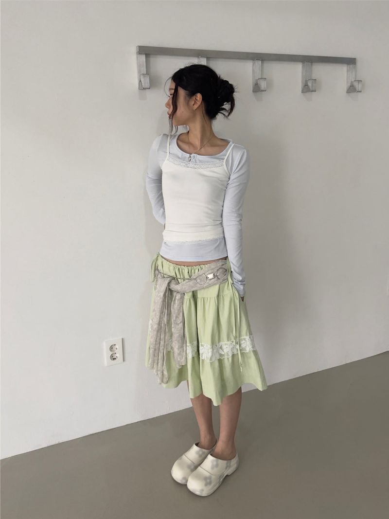 Double Drawstring Tiered Skirt (Bio-washed)