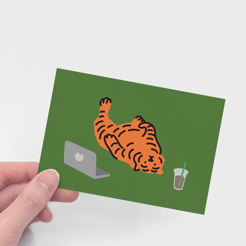 LAZY TIGER POST CARD