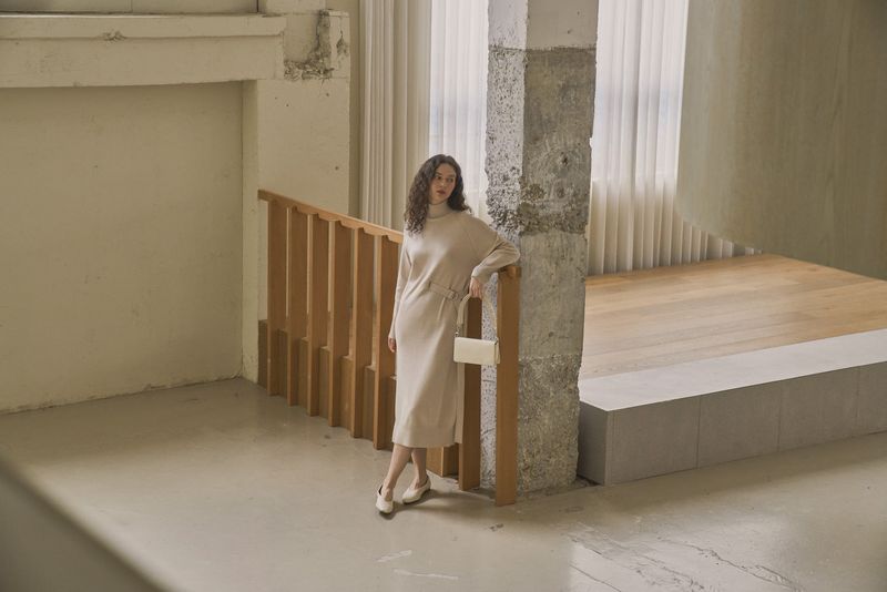 UNBALANCED KNIT DRESS_OATMEAL