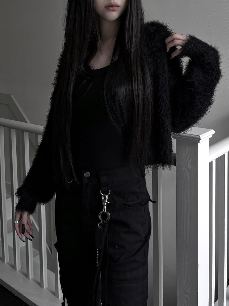 hitch fur crop cardigan (2color)