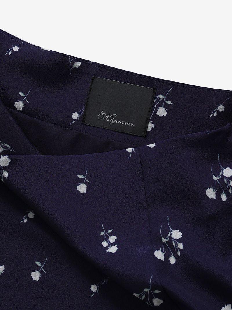 Floral flare skirt (Navy)