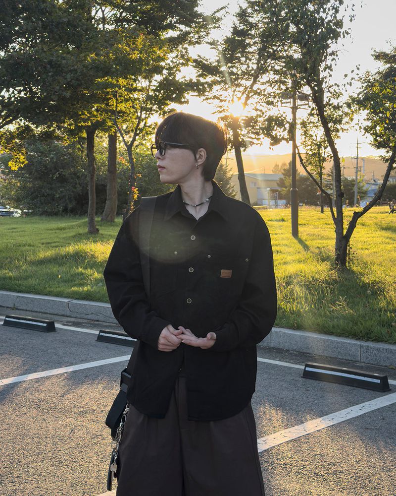 Drain Patch Work Shirt Jacket