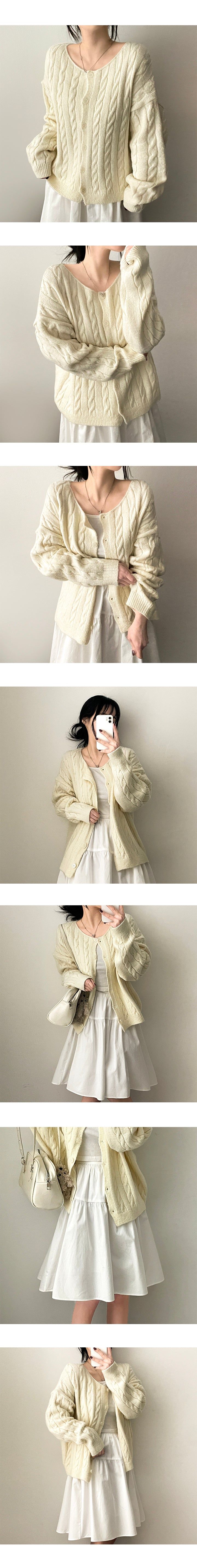 Lammy Round Twisted Knitted Cardigan