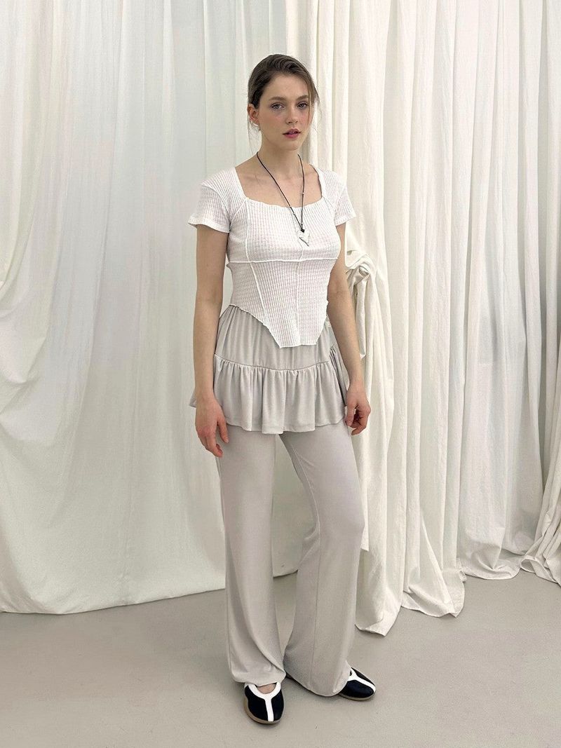 BAGEL SQUARE NECK T-SHIRT / WHITE