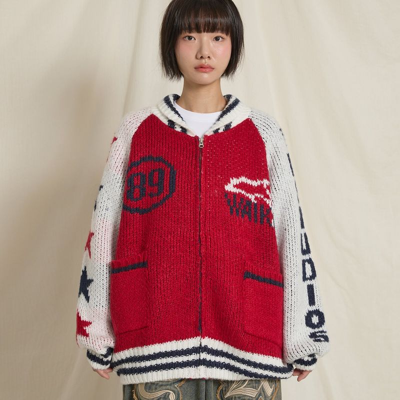 WaiKei（ワイケイ）の「Dolphin Star Logo Zip-up Heavy Cardigan（Tops）」