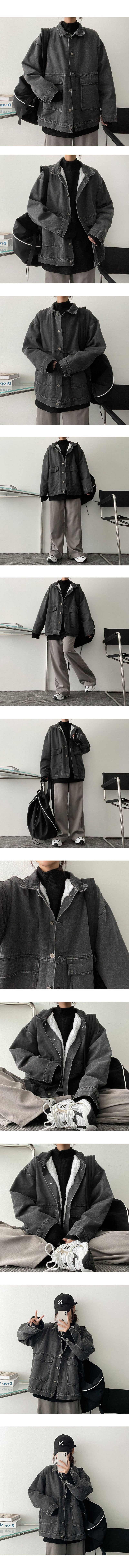 [Fur lining] Ent. Thick fur lining denim jacket