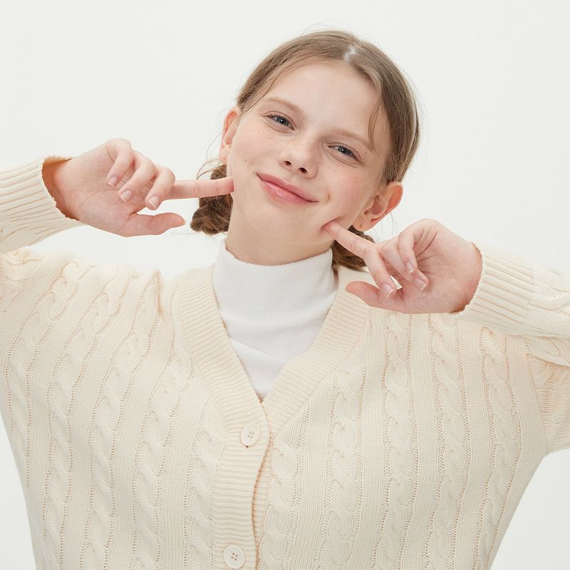 CROP CABLE KNIT CARDIGAN_IVORY