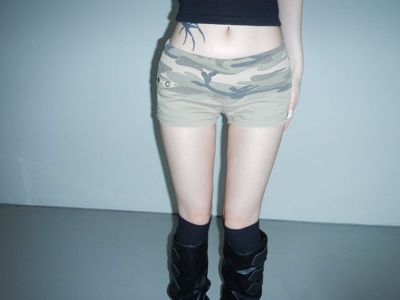 alone eyelet camo shorts