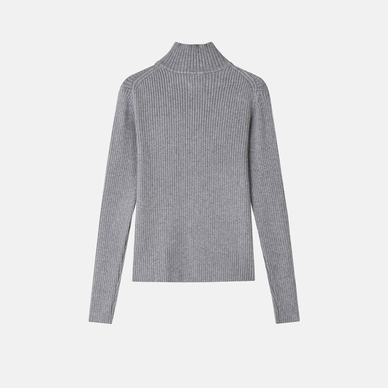 Rib Line Muscle Fit Zip-Up Knit