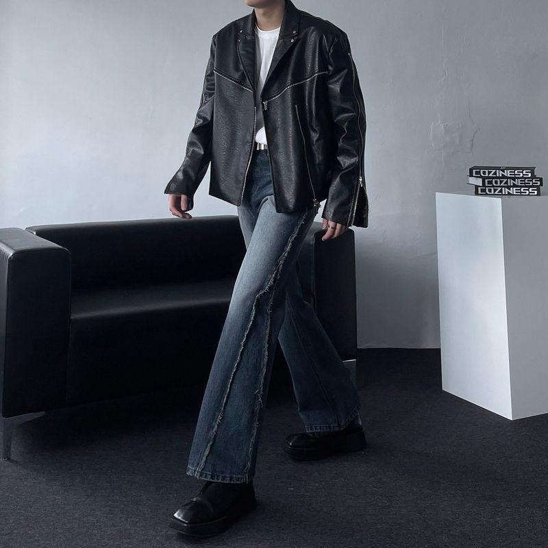 ENOC leather zipper double jacket (2 colors)