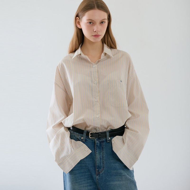 RAVEROUS（レイバロス）の「Over-sized Stripe Long Shirts Yellow（Tops）」