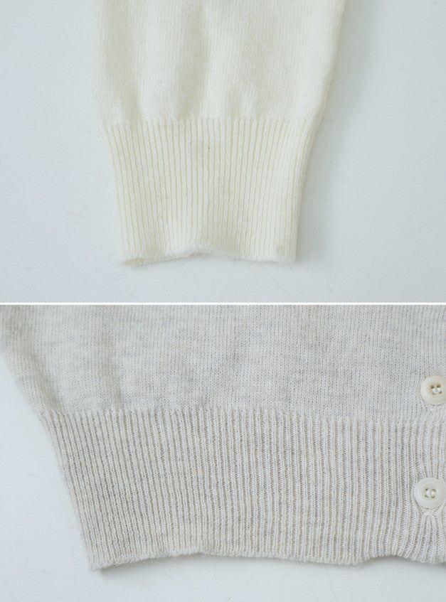 Cashmere Motif Basic Round Knit Cardigan (10color)