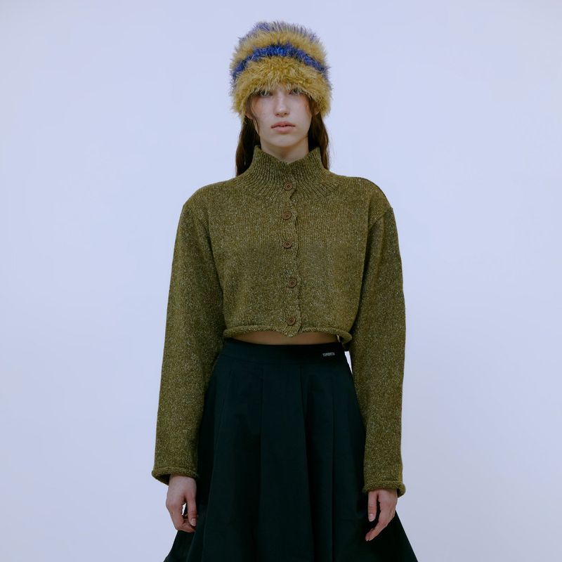 13MONTH(サーティーンマンス)の「Boucle Turtleneck Cardigan (KHAKI)()」