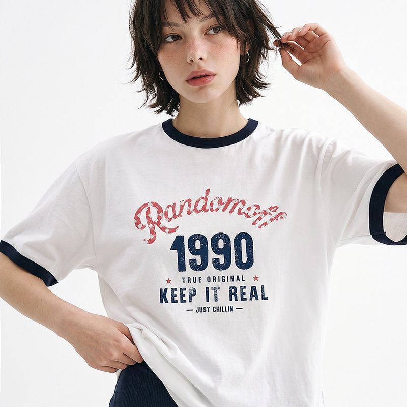 RANDOMOFF（ランダムオフ）の「CHECKER ARCH LOGO RINGER T-SHIRT (3color)（Tops）」