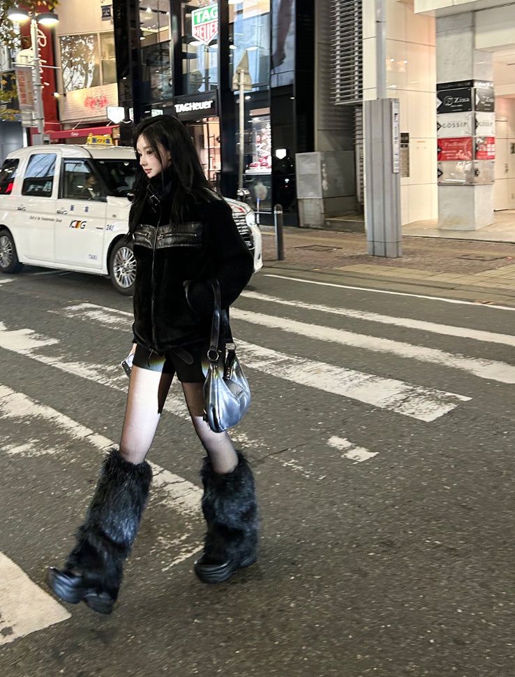 Trimmed Fur Leather Mustang + Knit