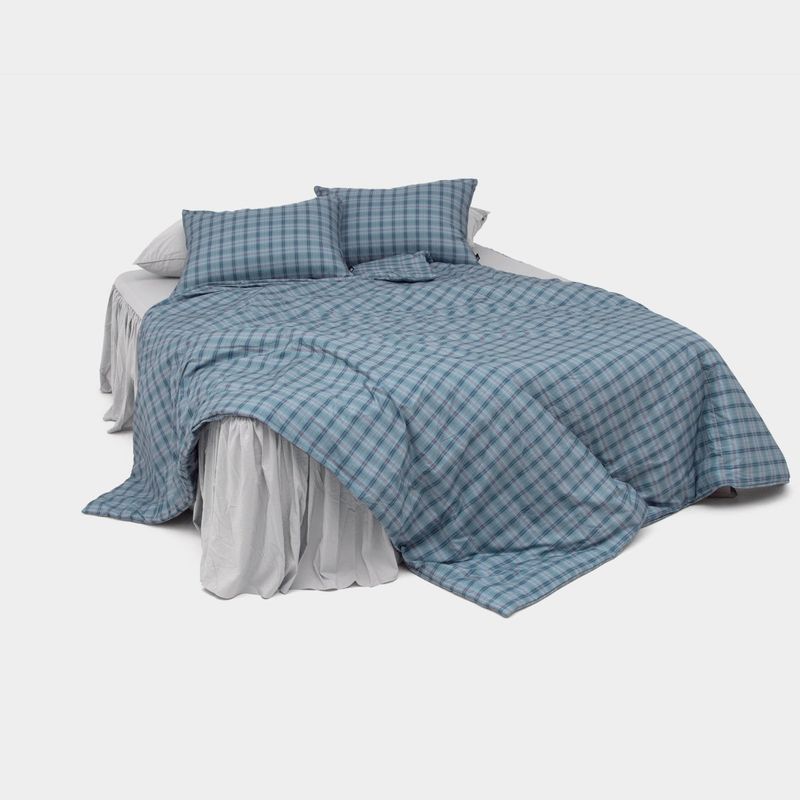 Dust-Free Vintage Check - Blue Duvet Cover - SS size