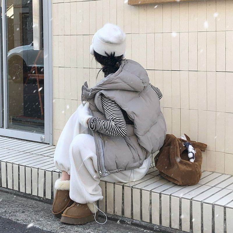 [BELLIDE MADE] Hooded string down vest