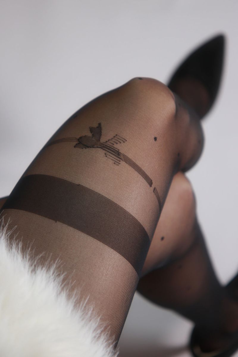 sheer polka dot bow tights