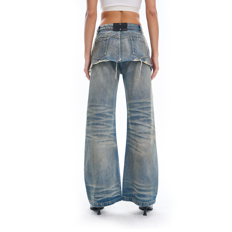 Overshirt Bilayer Distressed Jeans