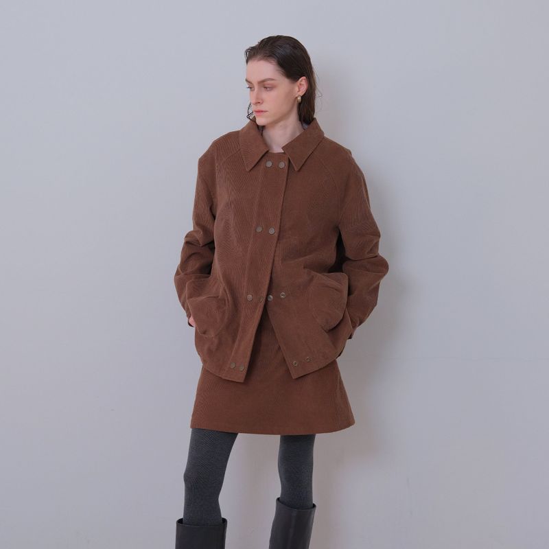 Brown Corduroy Double Button Jacket
