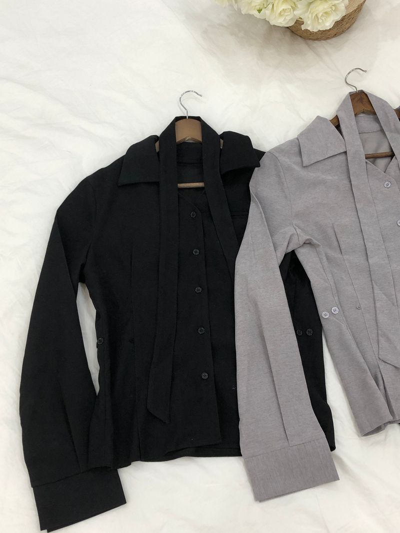Dual Tie Pintuck Line Shirt