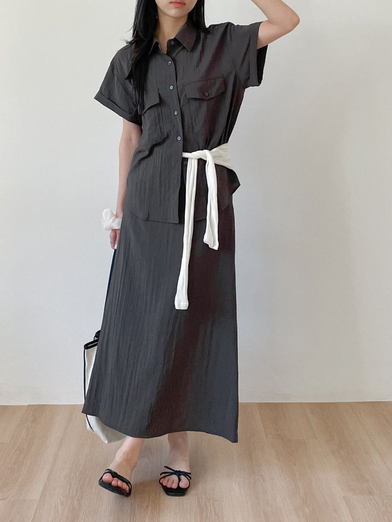 Even Nylon Roll-up Short Sleeve Shirt