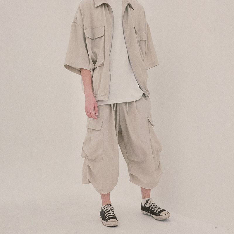 street shape capri shorts_beige