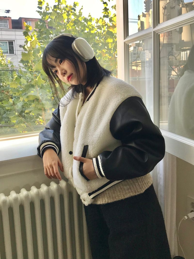 Blando fleece varsity jacket