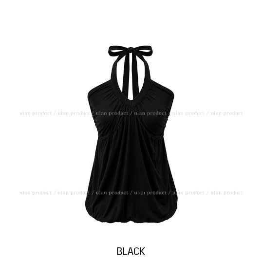 Pair Shirred Strap Halter Top