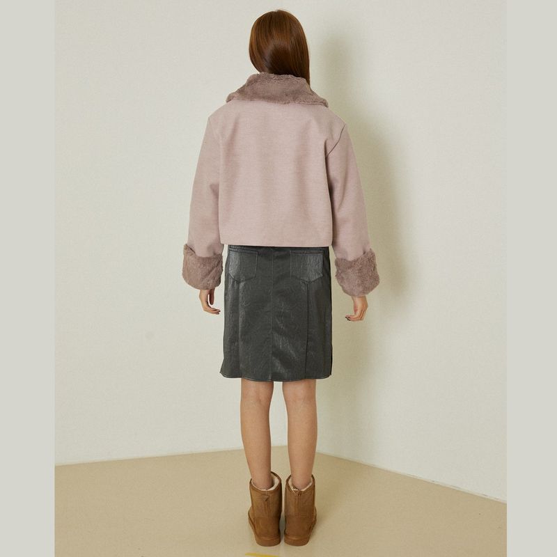 Posh short coat (pink gray)