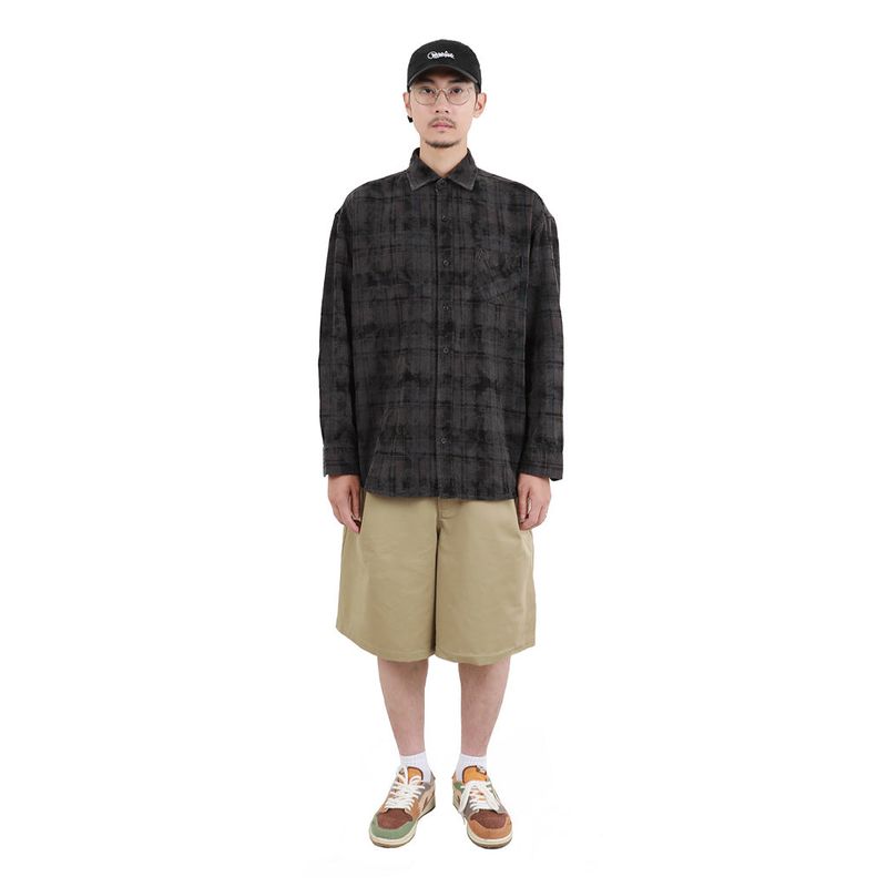 PIGMENT COATED CHECK SHIRTS CHARCOAL