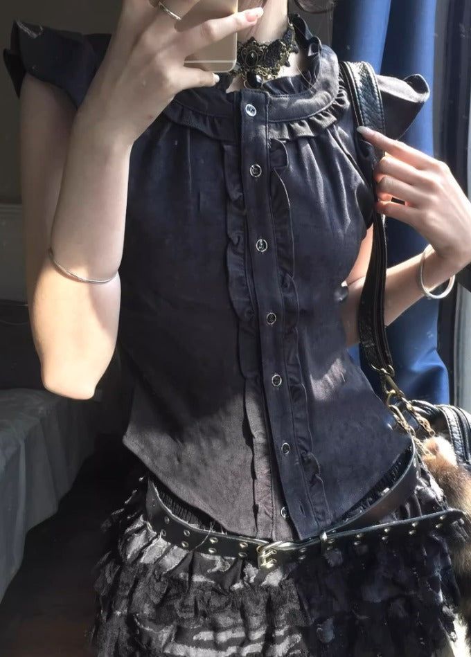 myorang（ミョラン）の「[only myorang] sera frill bl（Tops）」