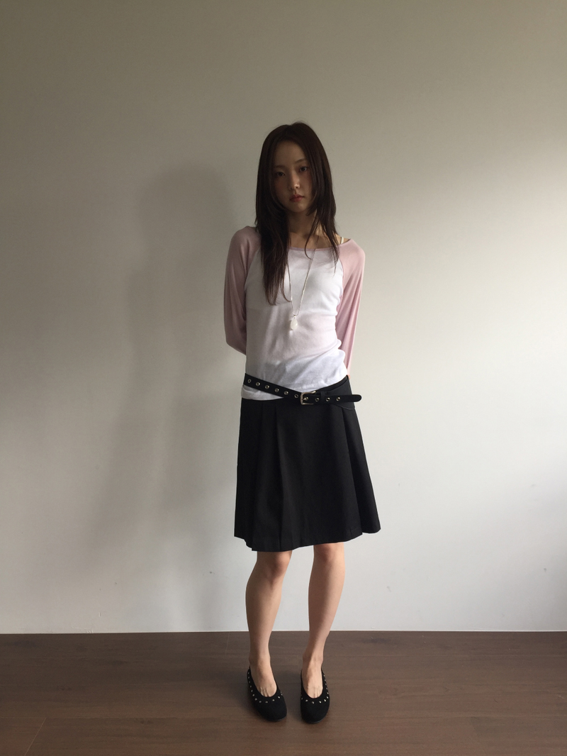 Fold wrap midi skirt (2color)