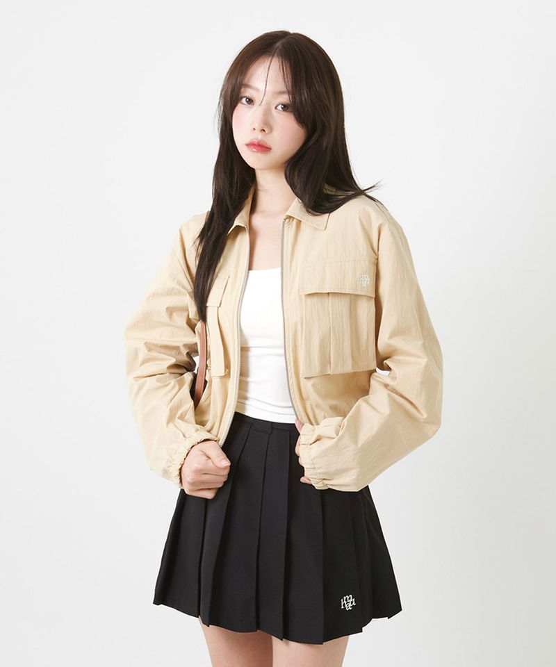 LOGO TWO POCKET BANDING CROP JACKET [2color]