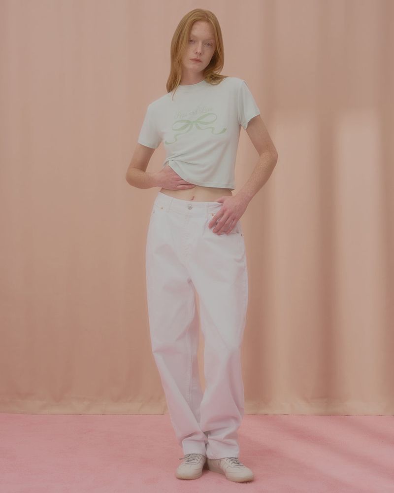 LOVE RIBBON CROP TSHIRT-MINT