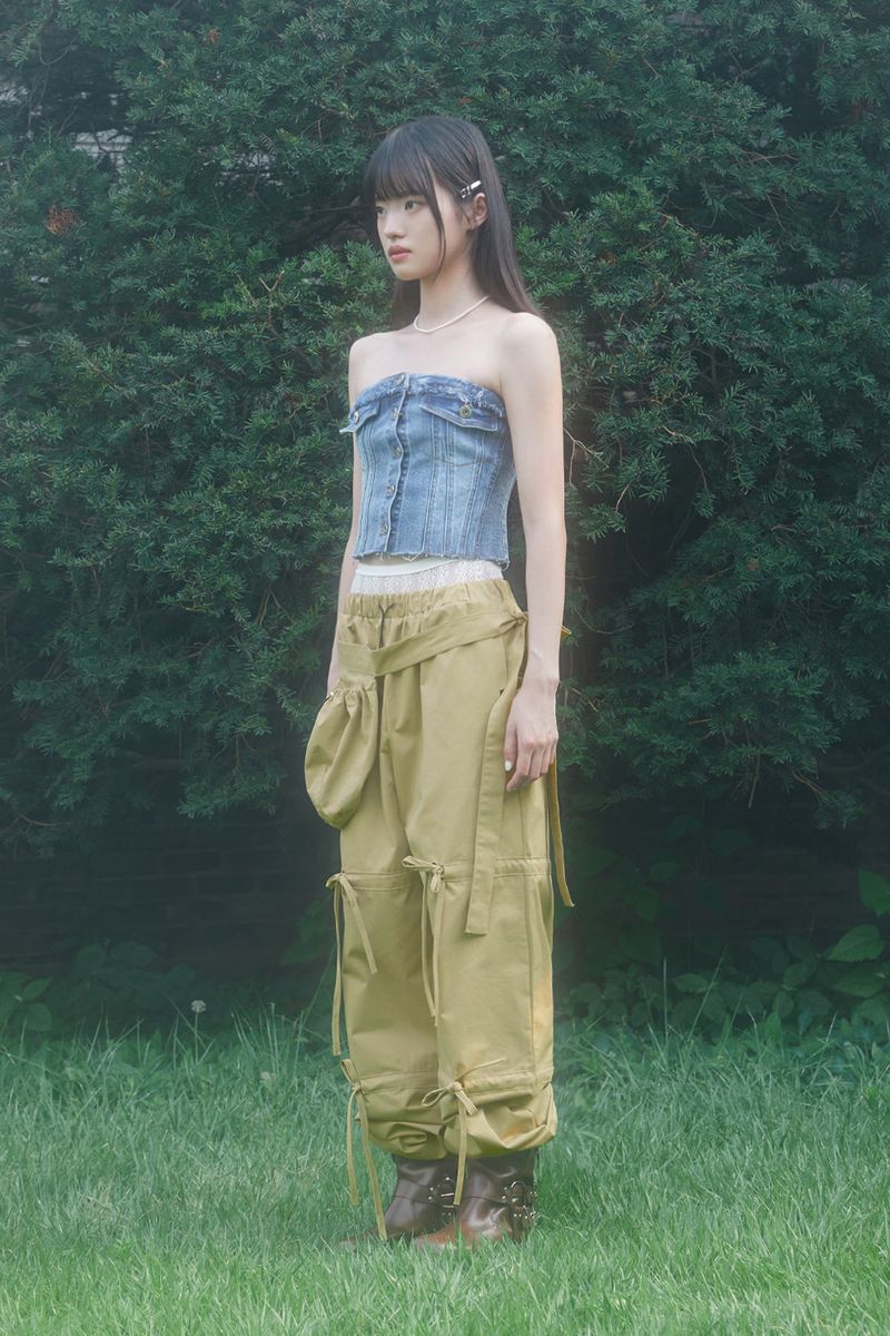  RIBBON STRING PANTS .WITH BAG (BEIGE)