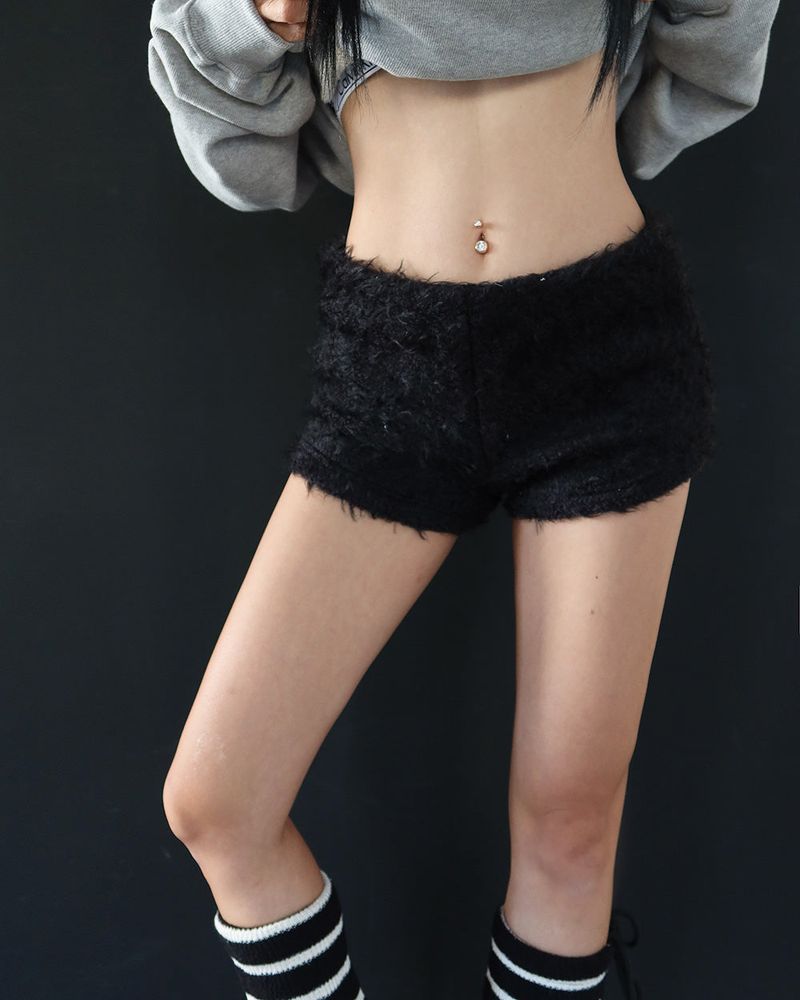 woolen fur shorts