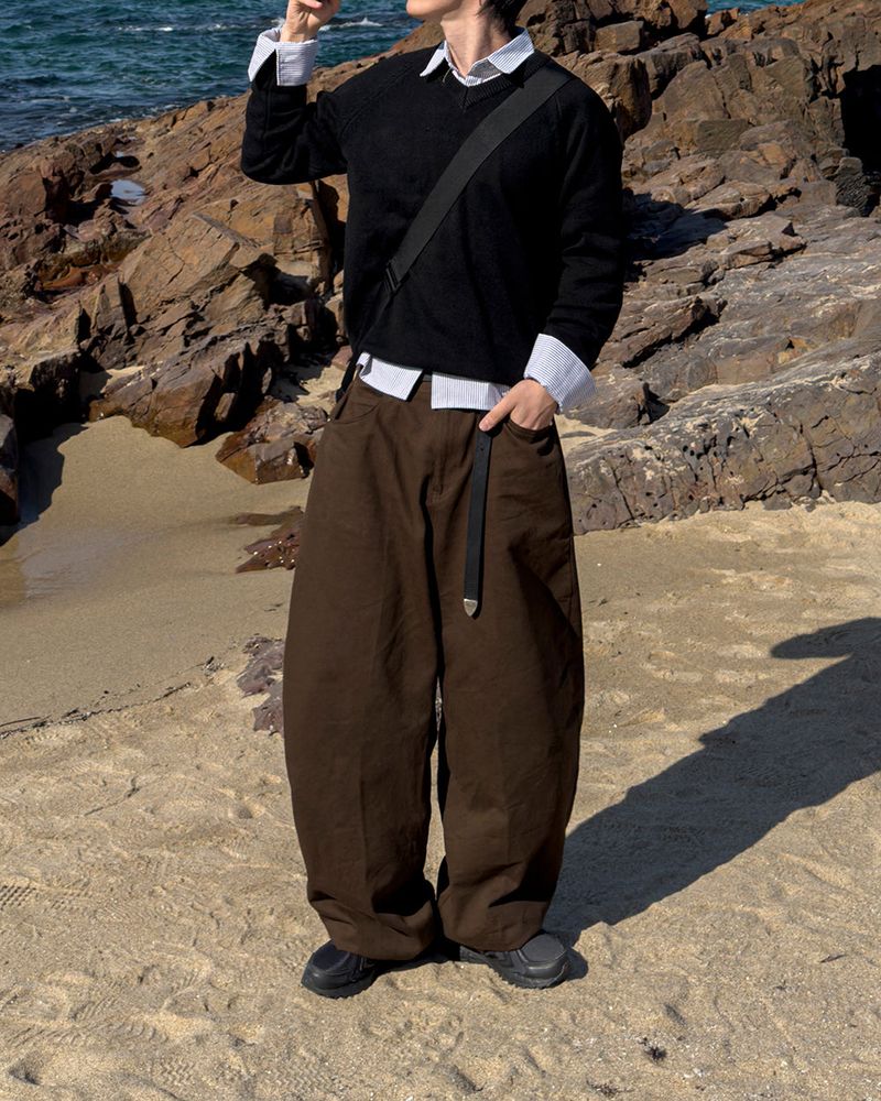 Bino Curved Wide Cotton Pants
